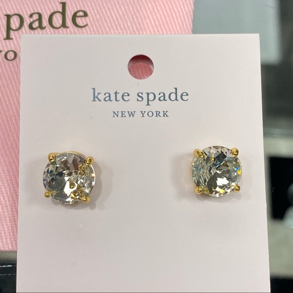 KATE SPADE NEW YORK CLEAR DIAMOND GUMDROP STUD EARRINGS - Picture 3 of 9